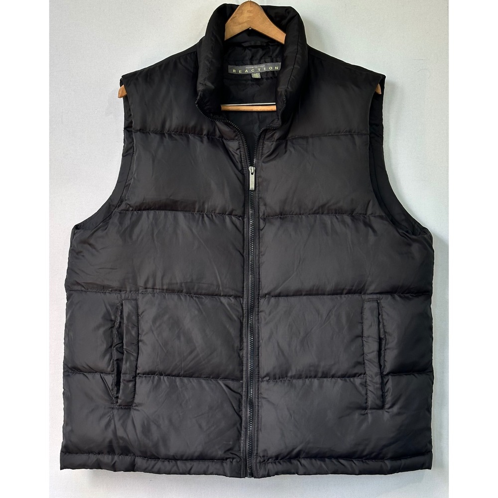 Kenneth Cole Reaction Puffer Vest Down Feather Mens L Black Basic Outdoor